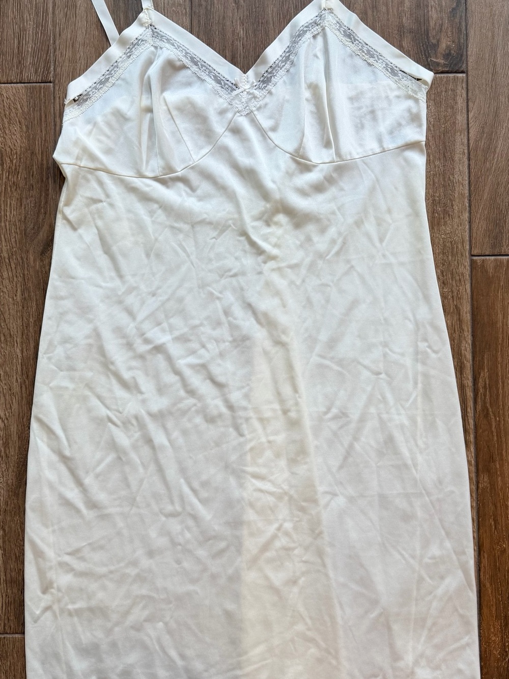 Women's White Lace-Trim Slip Dress with Adjustable Straps